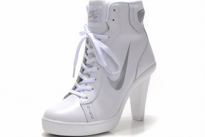 nike dunk sb mid heels white and silver for sale