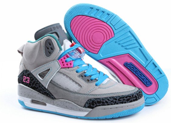 Jordans Spizike Fluff Grey Blue Pink Nike Women's Size Shoes
