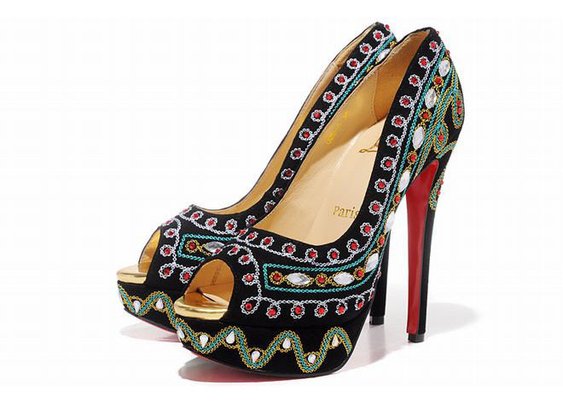 Black Christian Louboutin Bollywoody 150mm Peep Toe Suede Pumps Red Sole Shoes