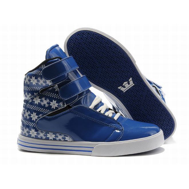 men skateboard shoes - high tops blue white supra tk society