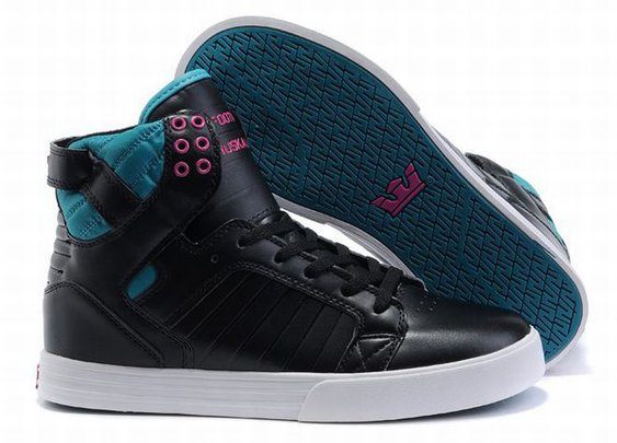 supra skytop men sneakers black green leather high tops