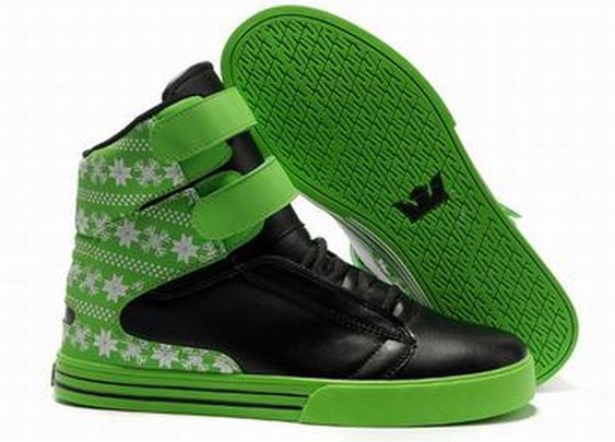 men skate shoes - high top black green supra tk society