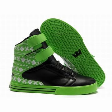 men skate shoes - high top black green supra tk society