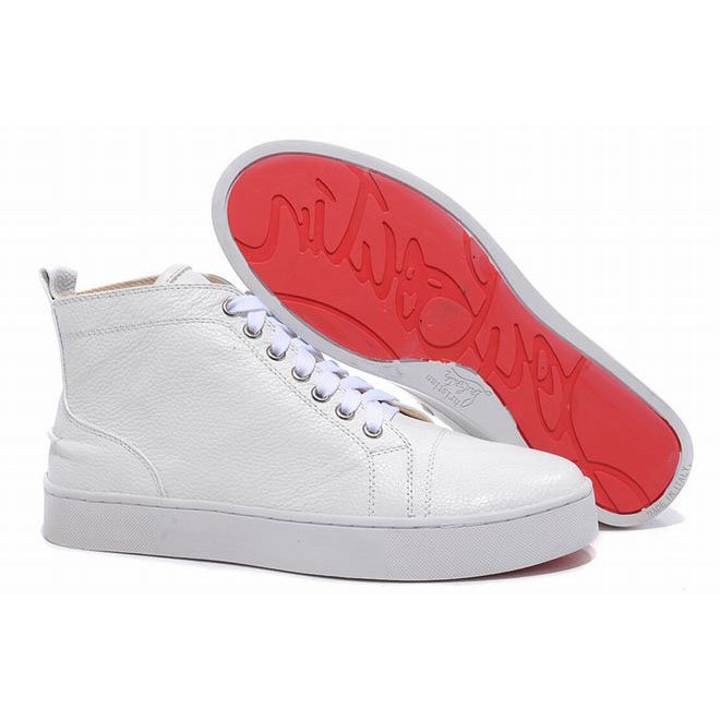 White Christian Louboutin Louis High Top Women Red Sole Sneakers
