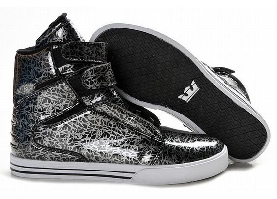 supra sneakers silver black leather men shoes -supra tk society high tops