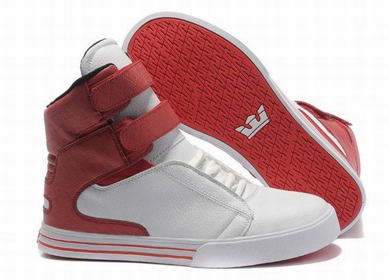 ladies supra tk skate sneakers white red high tops
