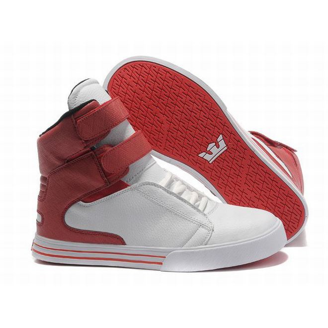 ladies supra tk skate sneakers white red high tops