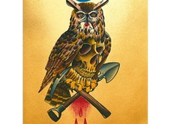 Coffin Owl by Charlie Coffin Grave Digger Skull Bird Canvas Art Print