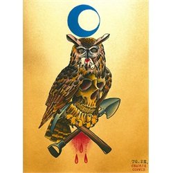 Coffin Owl by Charlie Coffin Grave Digger Skull Bird Canvas Art Print