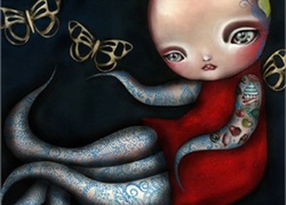 Jinxi by Abril Andrade Griffith Octopus Child Tattoo Canvas Art Print