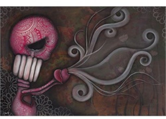 Deception by Abril Andrade Broken Heart Sugar Skull Canvas Art Print