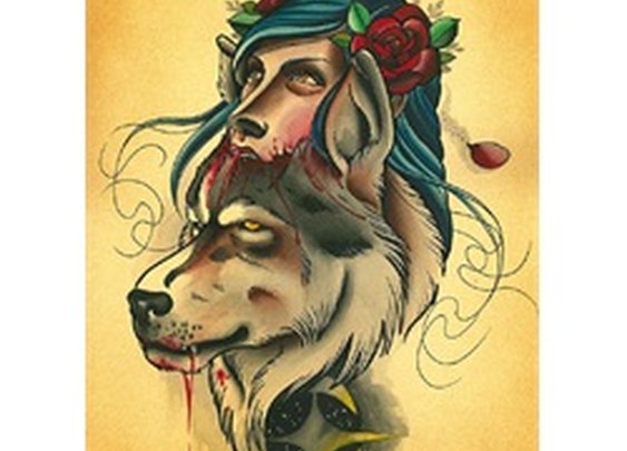 Wolf Pack by Charlie Coffin Wolf w/ Human Headdress Canvas Art Print