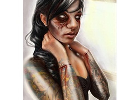 Zombie by Muecke Undead Tattooed Woman Tattoo Artwork Canvas Art Print