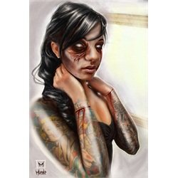 Zombie by Muecke Undead Tattooed Woman Tattoo Artwork Canvas Art Print