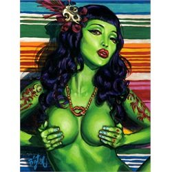 Masuimi Mex by Big Toe Tattooed Pin-Up Girl Tattoo Canvas Art Print