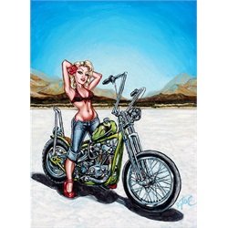 Desert Flower by Big Toe Sexy Pin-Up Girl Motorcycle Canvas Art Print