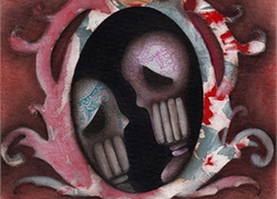 Lovers by Abril Andrade Mexican Sugar Skull Love Canvas Fine Art Print