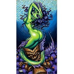 Green Siren by Big Toe Sexy Pin-Up Girl Tiki Tattoo Canvas Art Print