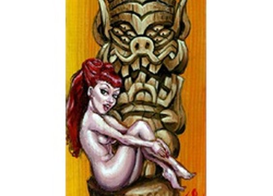 Kamapuaa by Big Toe Nude Pin Up Girl Rockabilly Tiki Canvas Art Print