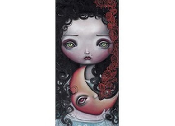 Moon Keeper by Abril Andrade Griffith Big Eyes Girl Canvas Art Print