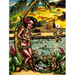 Place of Refuge by Big Toe Hula Dancer Pin-Up Girl Canvas Art Print