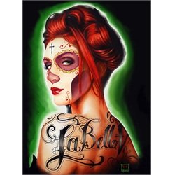 Bella Vida by Muecke Tattooed Sugar Skull Woman Canvas Fine Art Print
