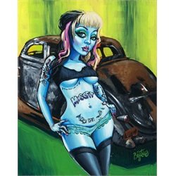 Saint Sinner by Big Toe Sexy Punk Pin-Up Girl & Car Canvas Art Print