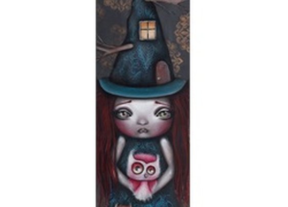 Samantha by Abril Andrade Griffith Witch Girl w/ Owls Canvas Art Print