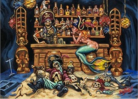 A Pirate's Life by Big Toe Pirate & Mermaid Tiki Bar Canvas Art Print