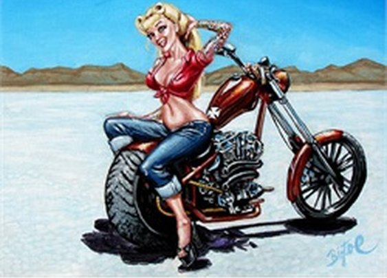 Cruiser Custom by Big Toe Sexy Pin-Up Girl Motorcycle Canvas Art Print