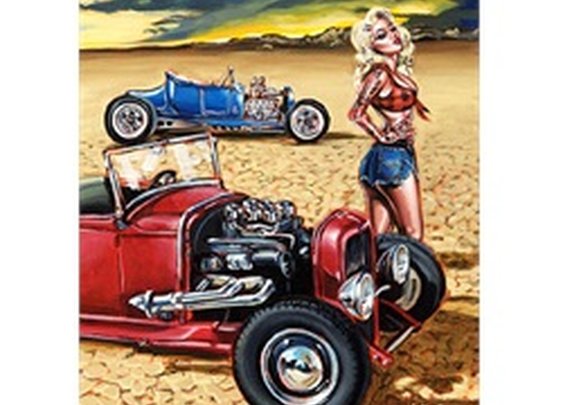 Topless Tina by Big Toe Sexy Pin-Up Girl w/ Hot Rods Canvas Art Print