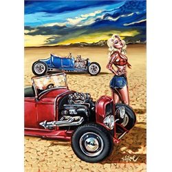 Topless Tina by Big Toe Sexy Pin-Up Girl w/ Hot Rods Canvas Art Print