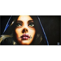 The Thunder by Muecke Woman w/ Stitched Mouth Artwork Canvas Art Print