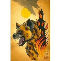 He Who Laughs Last by Charlie Coffin Hyena & Church Canvas Art Print