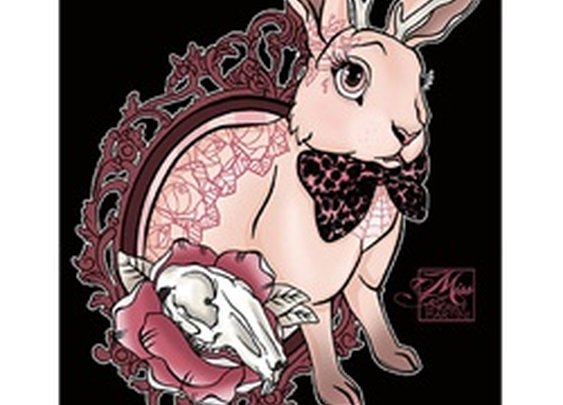 Bunny Tattoo by Miss Cherry Martini Jackalope Rabbit Canvas Art Print