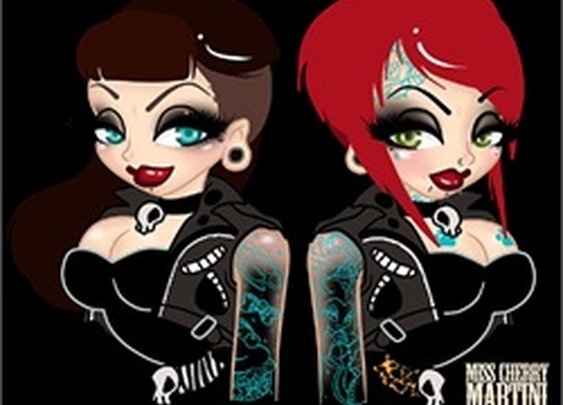 Dani and Cherry by Miss Cherry Martini Punks Tattoo Canvas Art Print