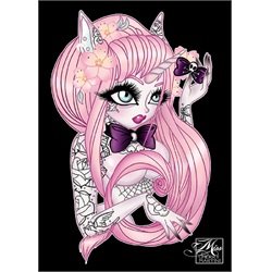 Tattooed Unicorn Girl by Miss Cherry Martini Artwork Canvas Art Print
