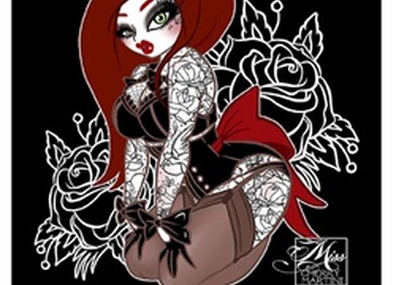 Red Head by Miss Cherry Martini Pin Up Girl Tattoo Canvas Art Print