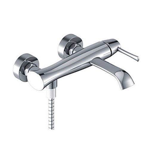 Wall Mount Contemporary Bathtub Faucet - Chrome Finish - FaucetSuperDeal.com