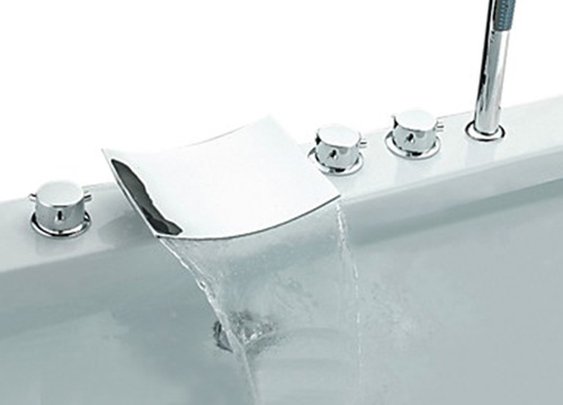 Waterfall & Widespread Chrome Three Handles  Bathroom Sink Faucet - FaucetSuperDeal.com