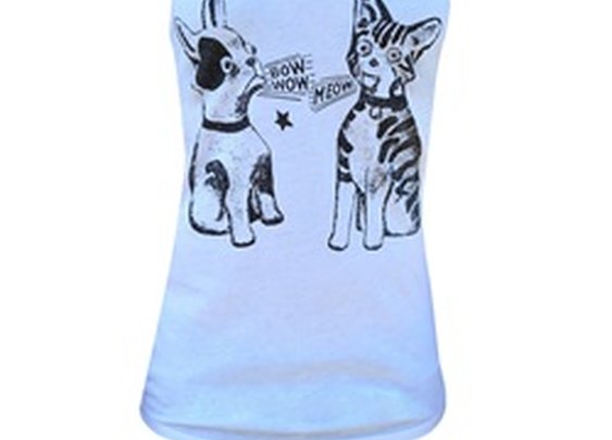 Women's Bow Wow Meow by Annex Dog & Cat Racerback Tank Top T Shirt