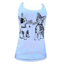 Women's Bow Wow Meow by Annex Dog & Cat Racerback Tank Top T Shirt