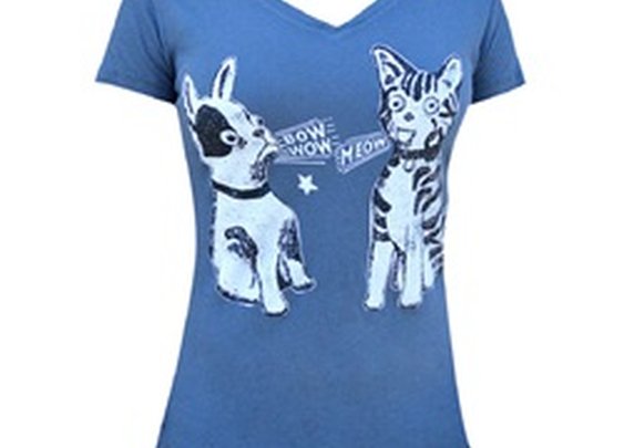 Women's Bow Wow Meow by Annex Clothing Dog & Cat Toys V-Neck T Shirt