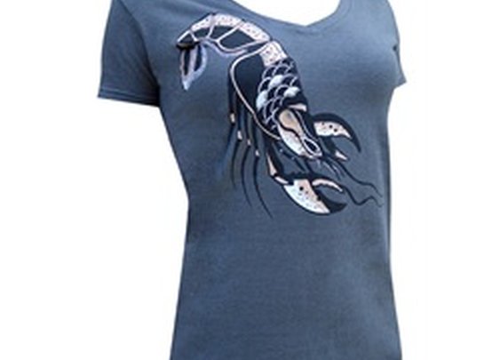 Women's Lobster by Jamison Stagaard Tattoo Design Gray V-Neck T Shirt
