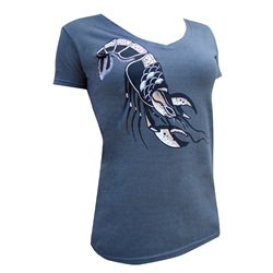 Women's Lobster by Jamison Stagaard Tattoo Design Gray V-Neck T Shirt