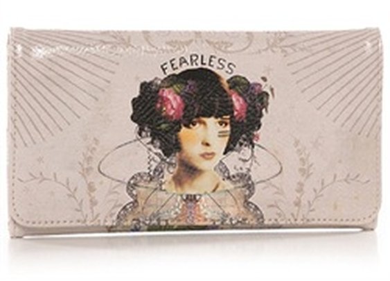 Papaya Art Fearless Victorian Woman Tri-Fold Vegan Checkbook Wallet