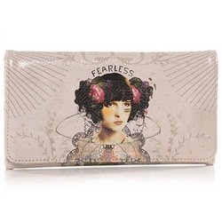 Papaya Art Fearless Victorian Woman Tri-Fold Vegan Checkbook Wallet