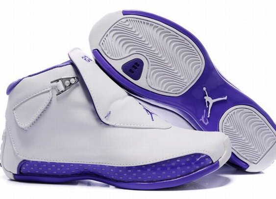 Ladies Air Jordan 18 Nike Brand Sport Shoes - Purple/White - nbsneaker.com