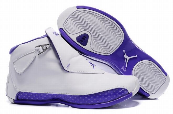 Ladies Air Jordan 18 Nike Brand Sport Shoes - Purple/White - nbsneaker.com