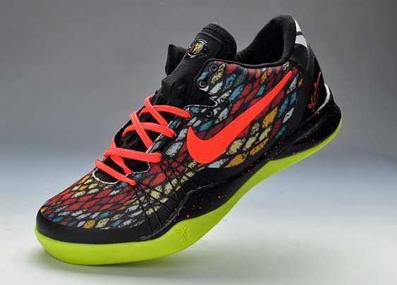 NBA Laker Kobe Bryant System 8 Elite Christmas New Design Bright Crimson & Fiberglass/Black & Vivid Sulphur Shoes For Male